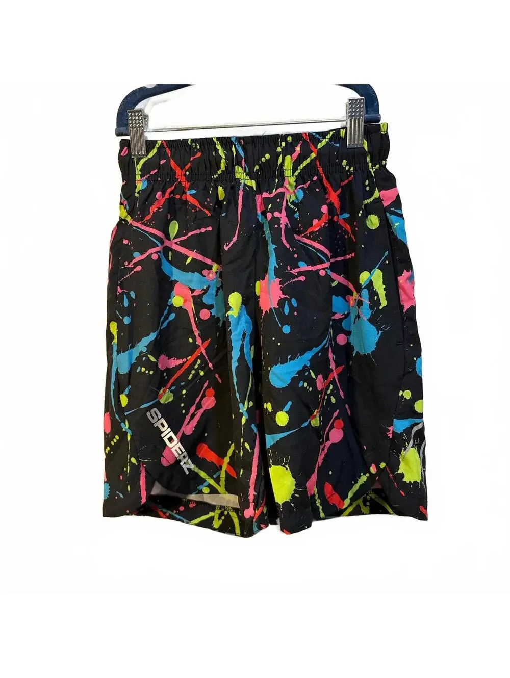 Spiderz Black Neon Splatter Softball Golf Athletic Shorts size XS